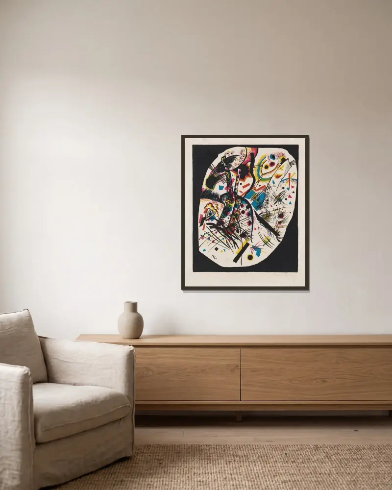 Kleine Welten III, 1922 – nr 2 av Wassily Kandinsky inramad på en vägg