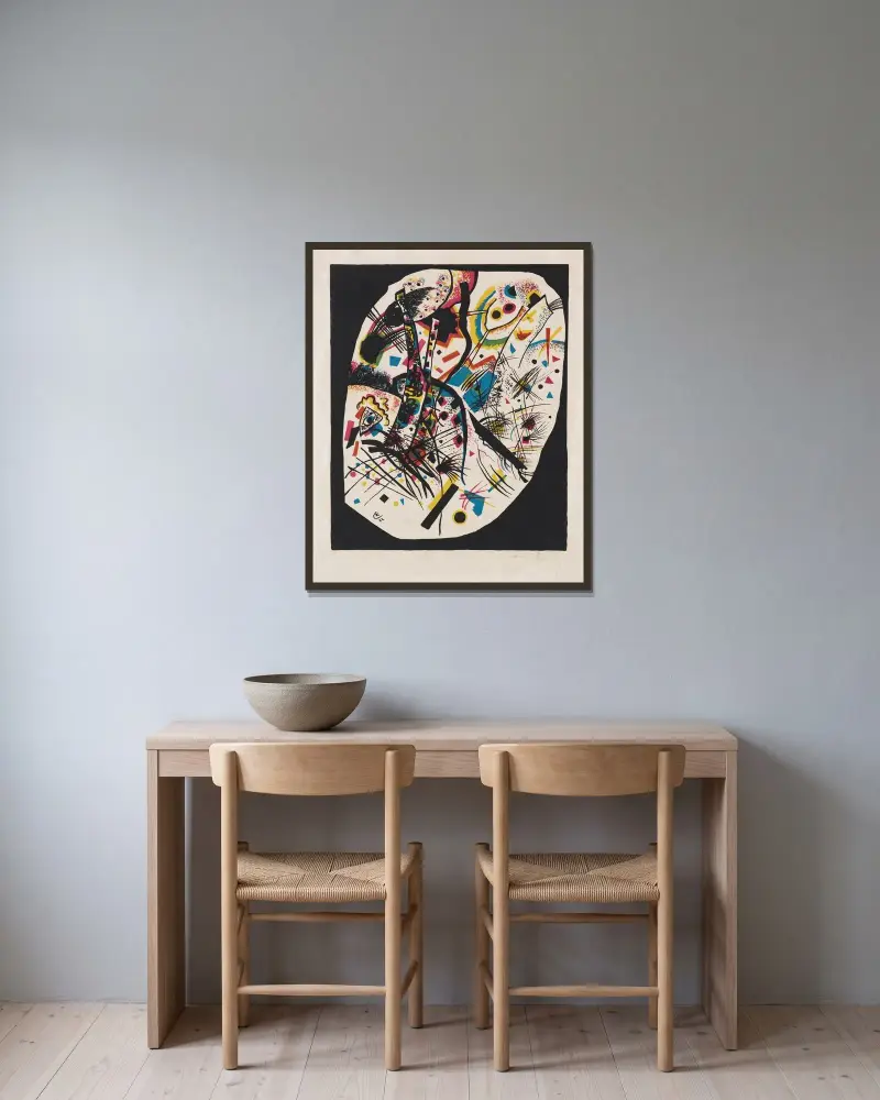 Kleine Welten III, 1922 – nr 2 av Wassily Kandinsky inramad på en vägg