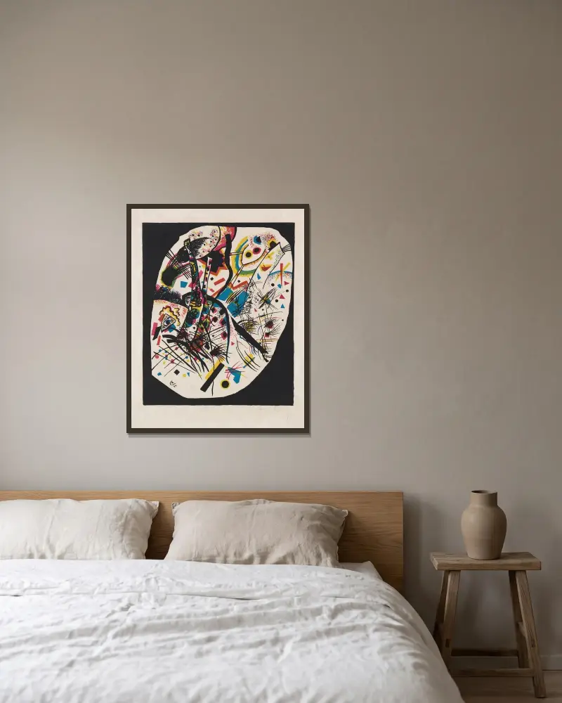 Kleine Welten (Small Worlds) III, 1922 – nr 1 av Wassily Kandinsky inramad på en vägg