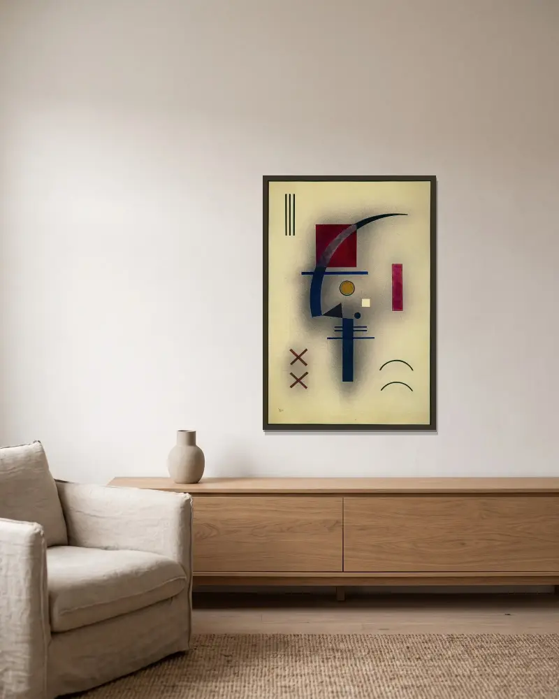 Kleines Weiss von Wassily Kandinsky gerahmt an einer Wand