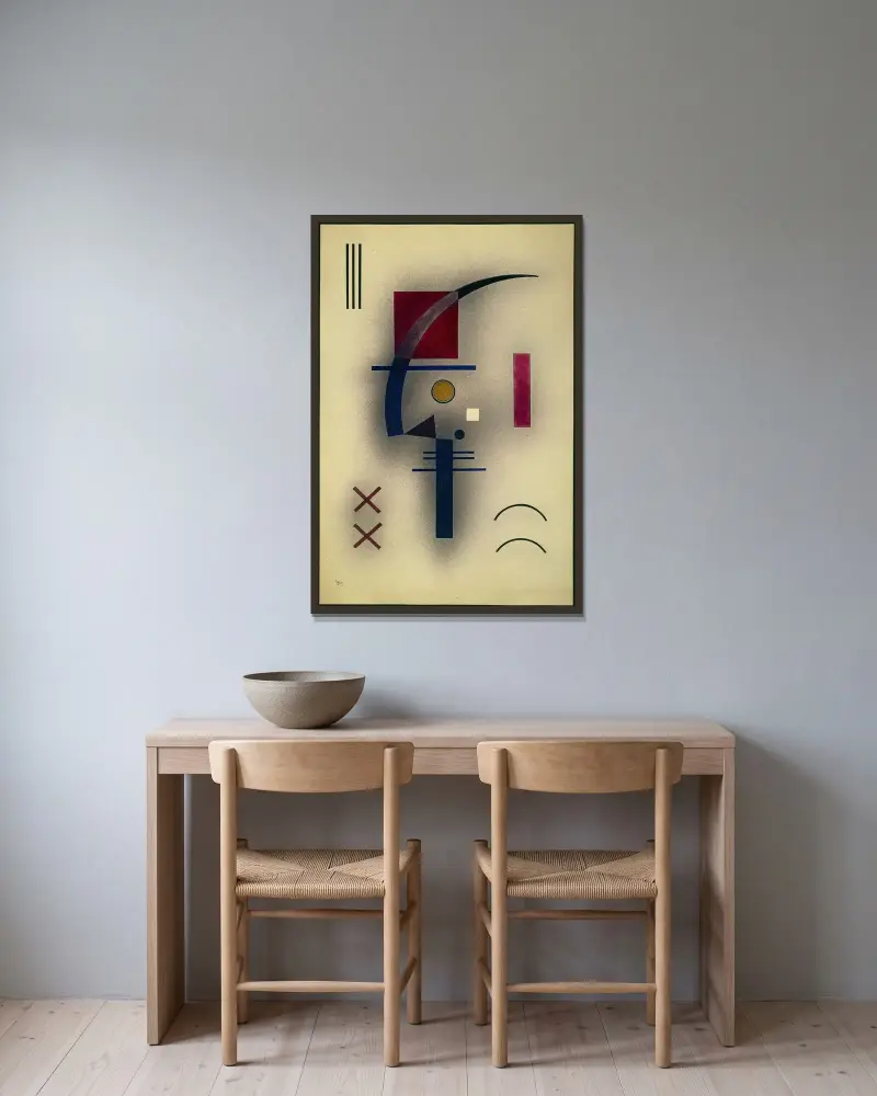 Kleines Weiss von Wassily Kandinsky gerahmt an einer Wand