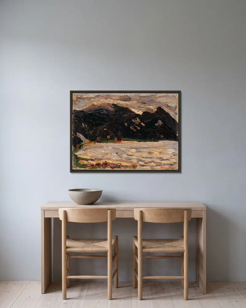 Kochel, lake and Herzogstand av Wassily Kandinsky inramad på en vägg
