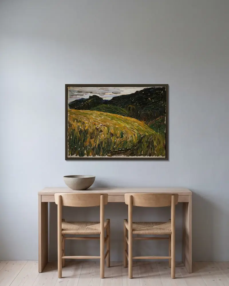 Kochel, Mountain Prairie av Wassily Kandinsky inramad på en vägg