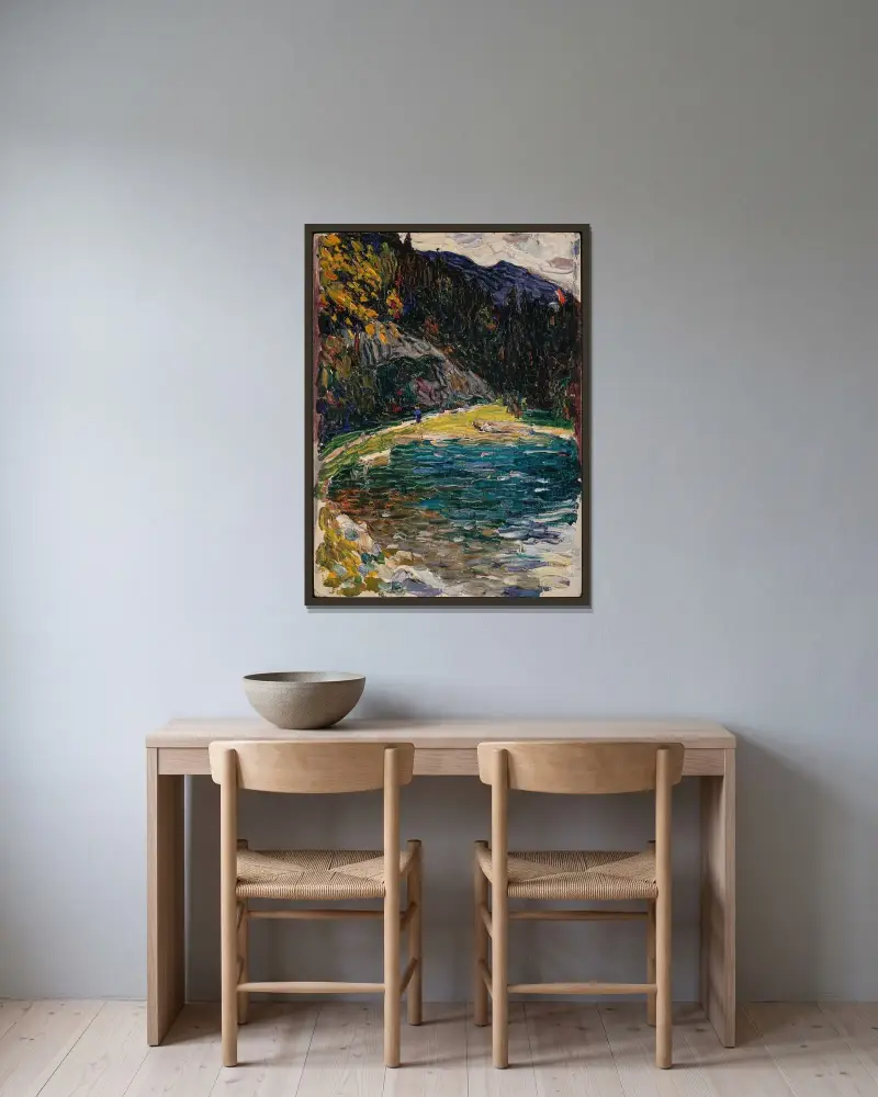 Kochel, old Kesselbergstrasse av Wassily Kandinsky inramad på en vägg