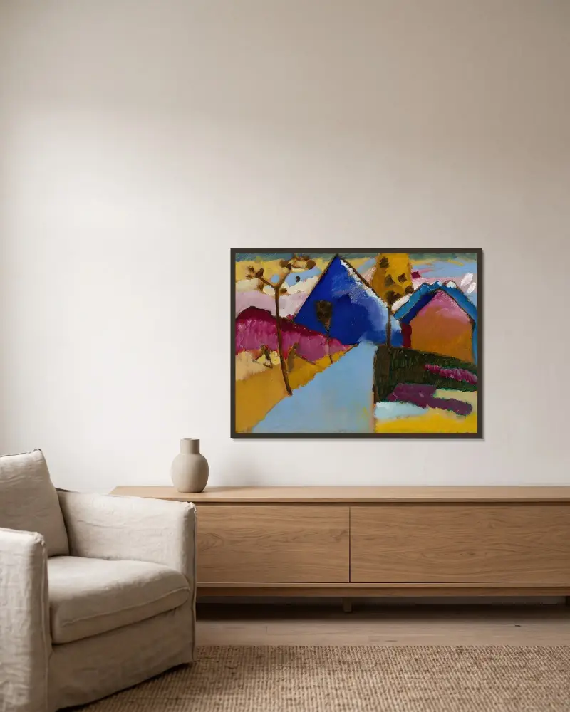 Kochel – Straight Street av Wassily Kandinsky inramad på en vägg