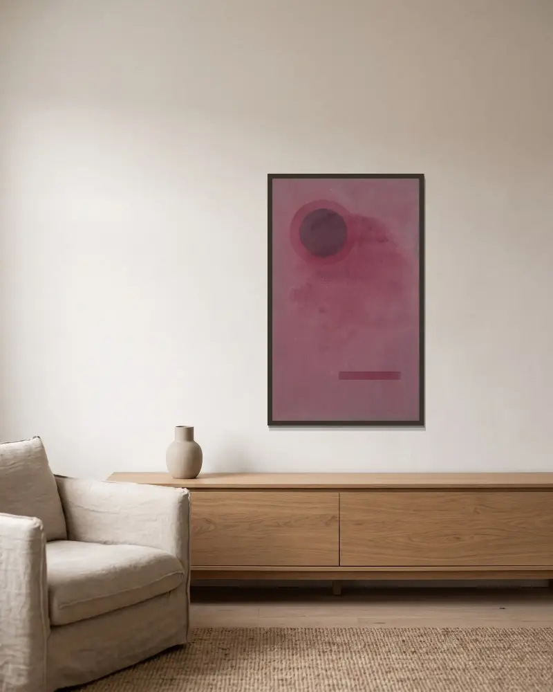 Kreis und Rechteck (Circle and Rectangle) av Wassily Kandinsky inramad på en vägg
