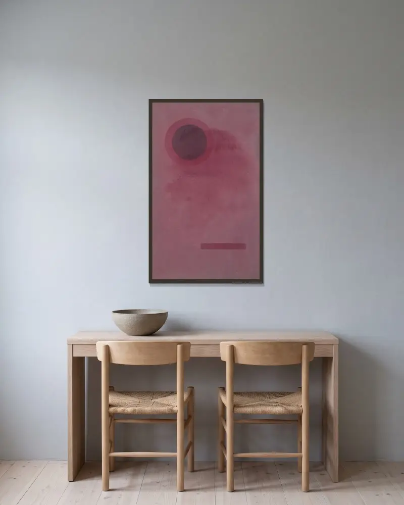 Kreis und Rechteck (Circle and Rectangle) av Wassily Kandinsky inramad på en vägg