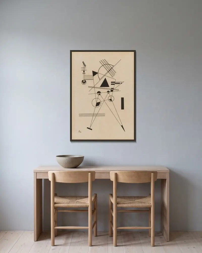 Lithographie Nr. 1 (R. 185), 1925 – Nr. 2 von Wassily Kandinsky gerahmt an einer Wand