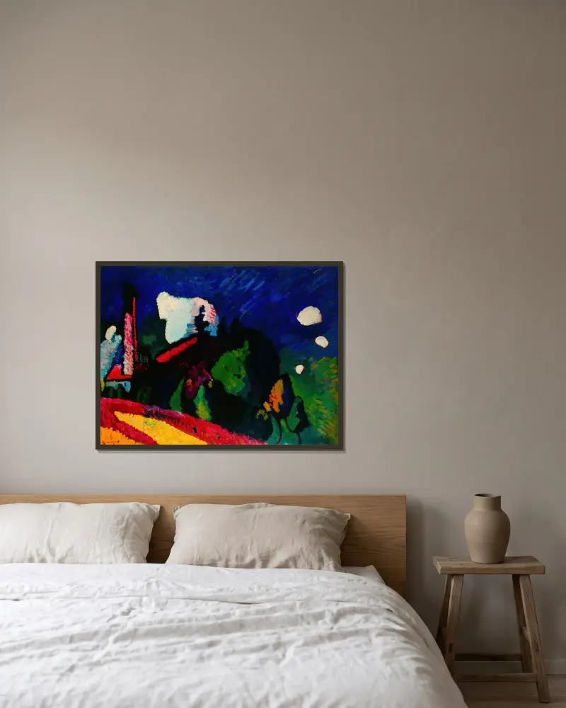 Murnau, Landscape with a Tower av Wassily Kandinsky inramad på en vägg