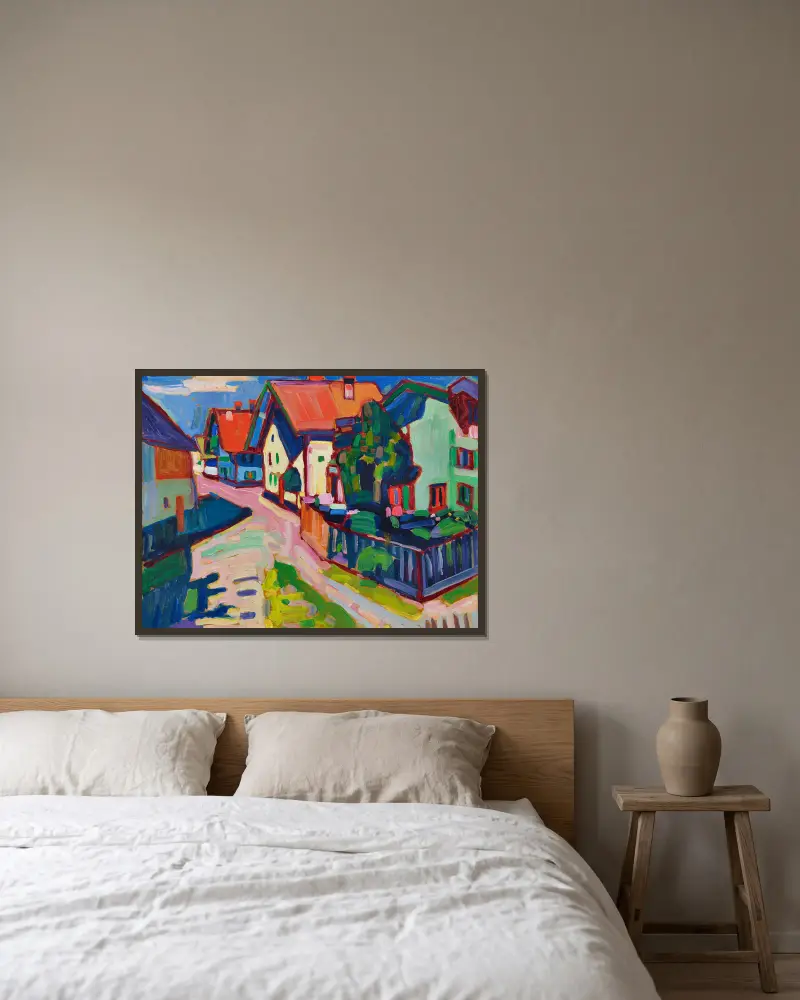 Murnau von Wassily Kandinsky gerahmt an einer Wand