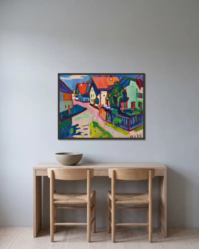 Murnau von Wassily Kandinsky gerahmt an einer Wand
