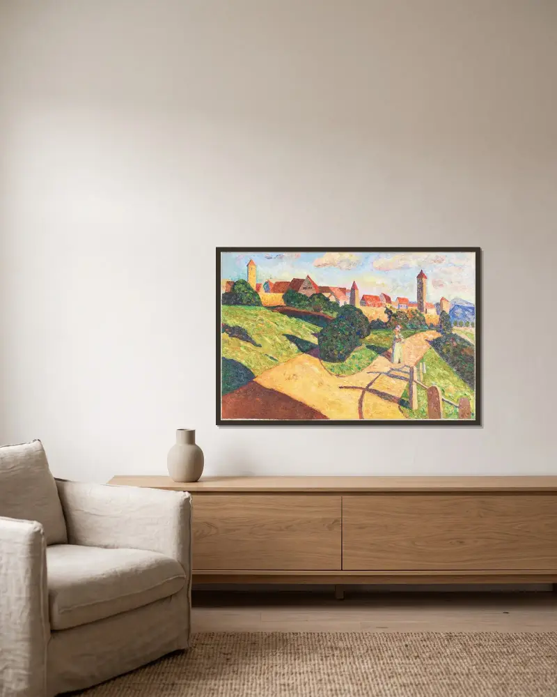 Altstadt II von Wassily Kandinsky gerahmt an einer Wand