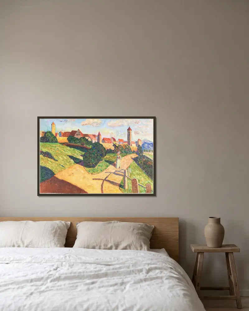 Altstadt II von Wassily Kandinsky gerahmt an einer Wand