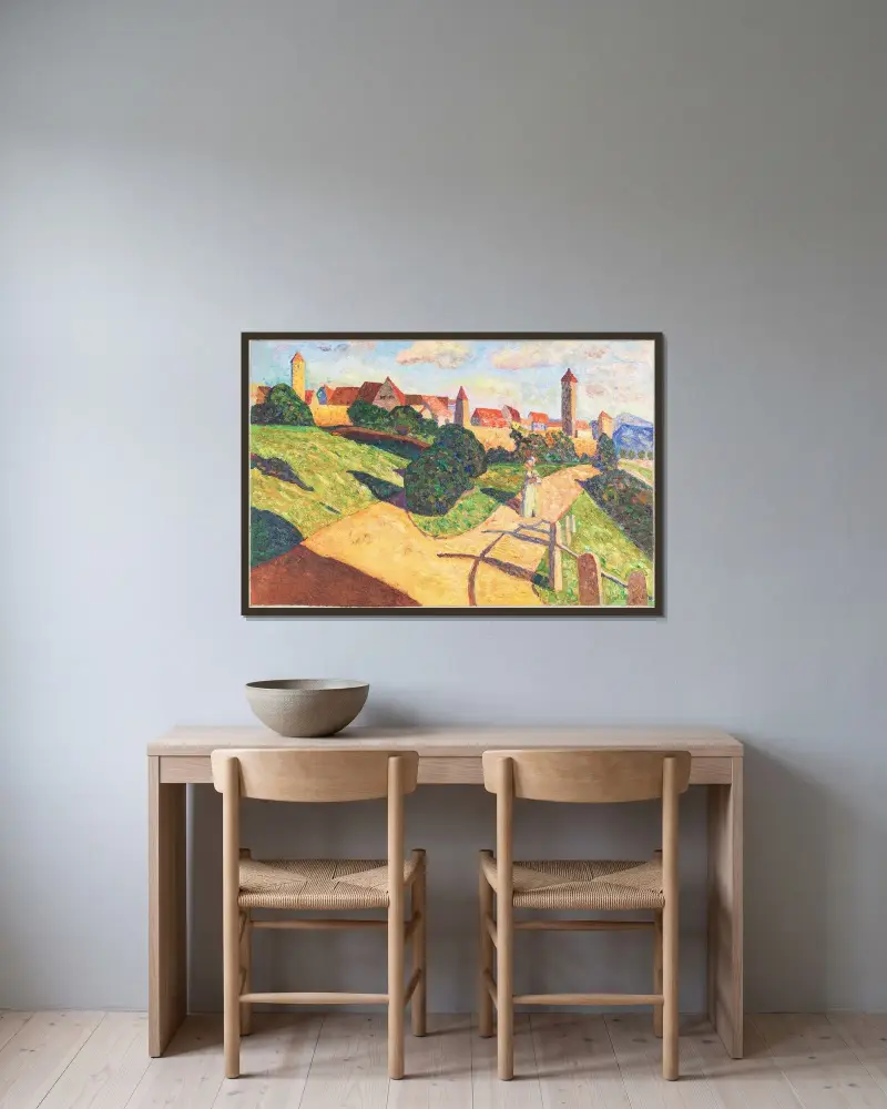 Altstadt II von Wassily Kandinsky gerahmt an einer Wand