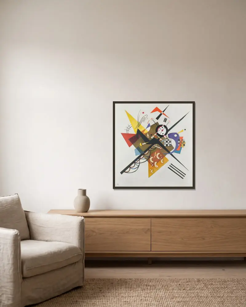 Na białym II, Wassily Kandinsky w ramie na ścianie