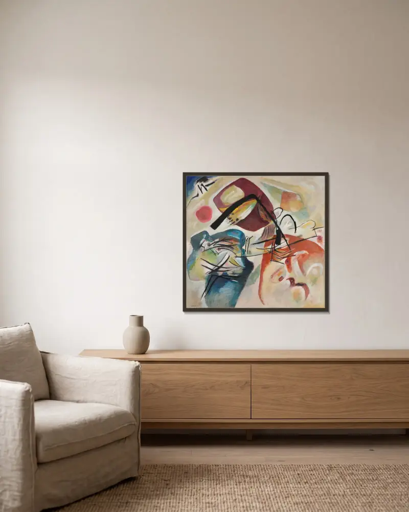 Picture with a Black Arch av Wassily Kandinsky inramad på en vägg