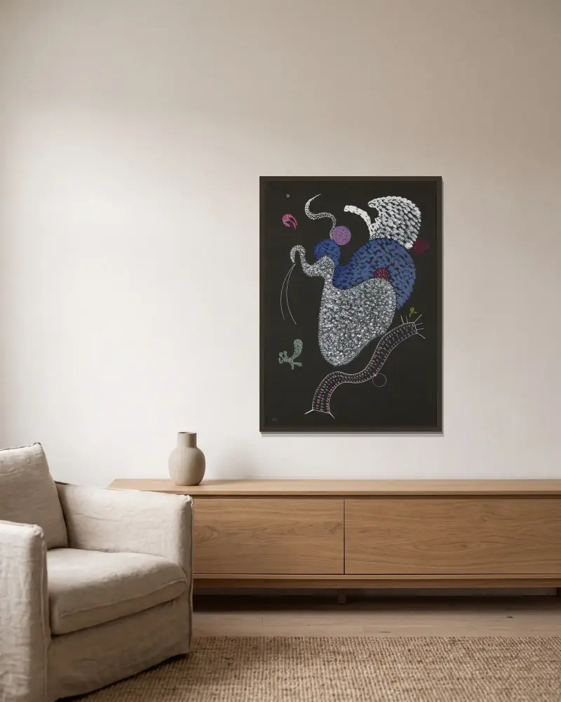 Pointillé, Wassily Kandinsky v rámu na stěně