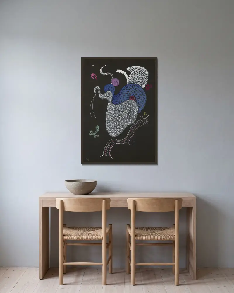 Pointillé, Wassily Kandinsky v rámu na stěně