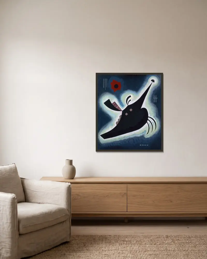 Špičatá černá, Wassily Kandinsky v rámu na stěně