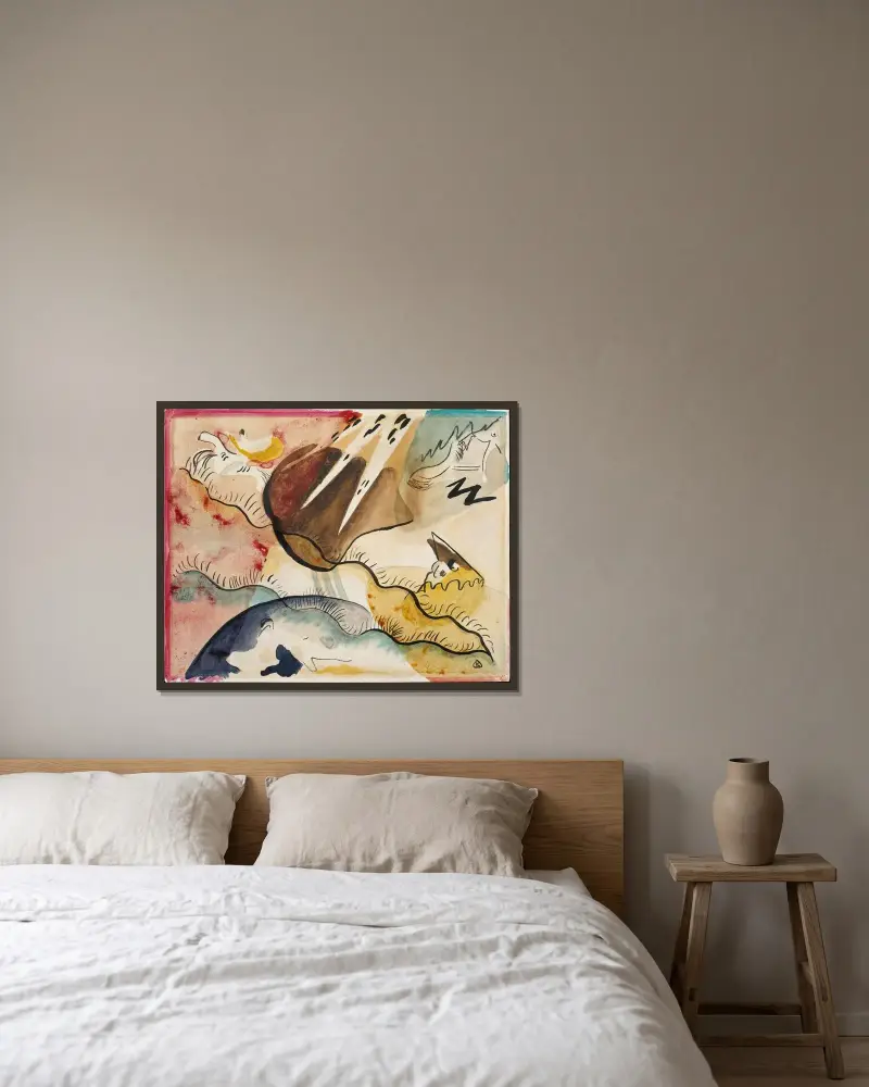 Regenlandschaft von Wassily Kandinsky gerahmt an einer Wand