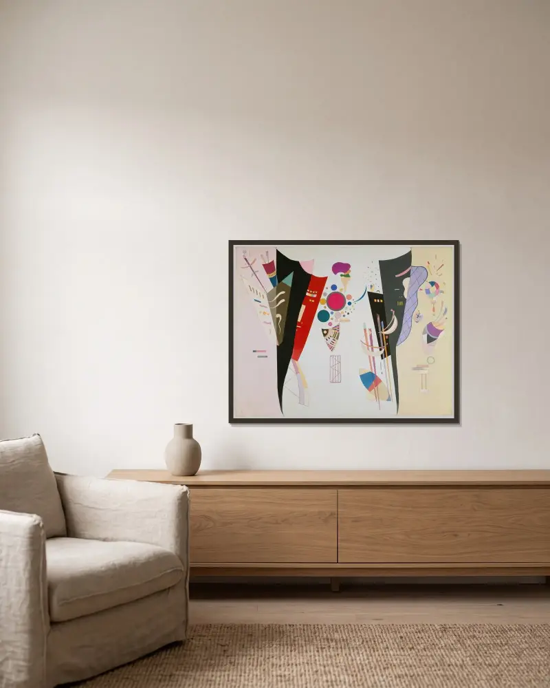 Wechselseitige Harmonie von Wassily Kandinsky gerahmt an einer Wand