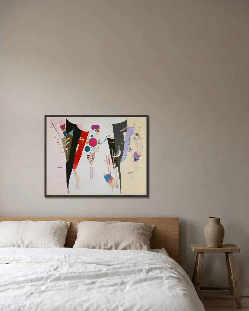 Wechselseitige Harmonie von Wassily Kandinsky gerahmt an einer Wand