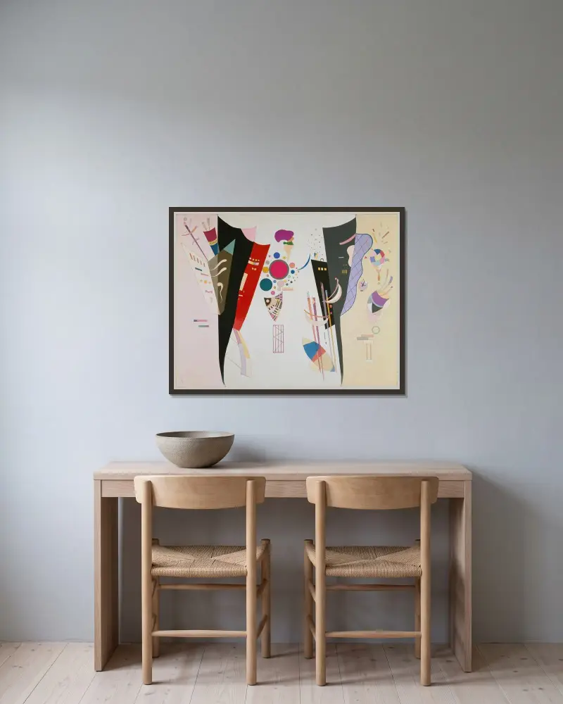 Wechselseitige Harmonie von Wassily Kandinsky gerahmt an einer Wand