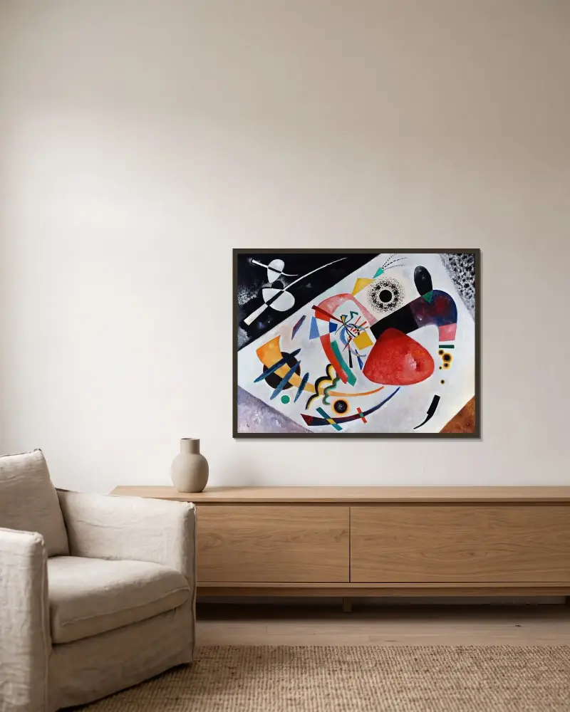 Roter Fleck II von Wassily Kandinsky gerahmt an einer Wand