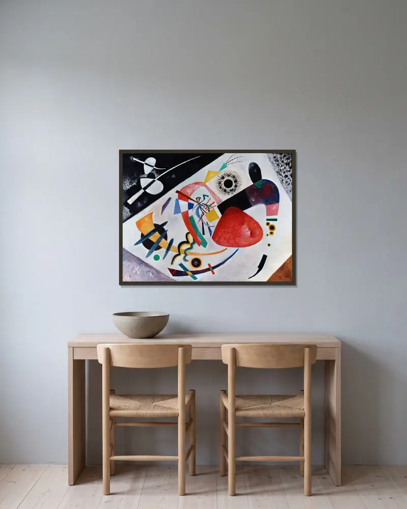 Roter Fleck II von Wassily Kandinsky gerahmt an einer Wand