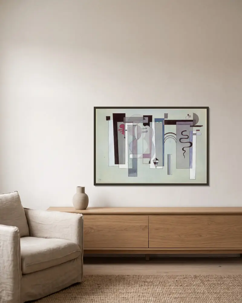 Wiedervereinigte Flächen von Wassily Kandinsky gerahmt an einer Wand