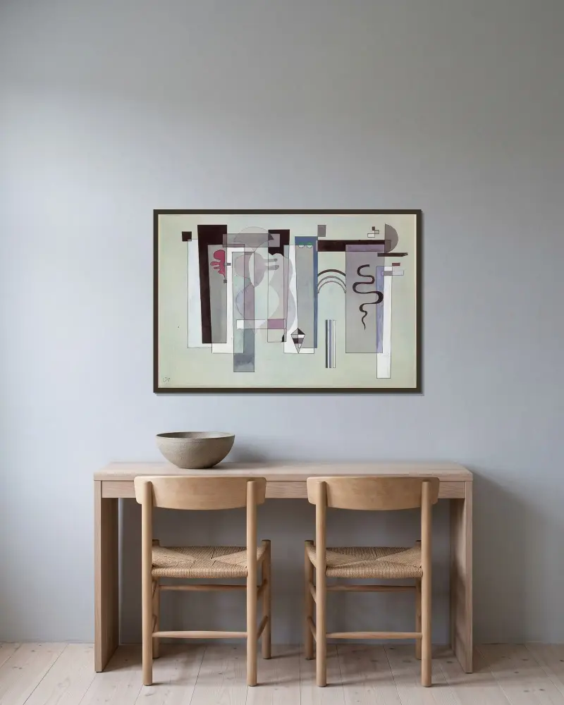 Wiedervereinigte Flächen von Wassily Kandinsky gerahmt an einer Wand