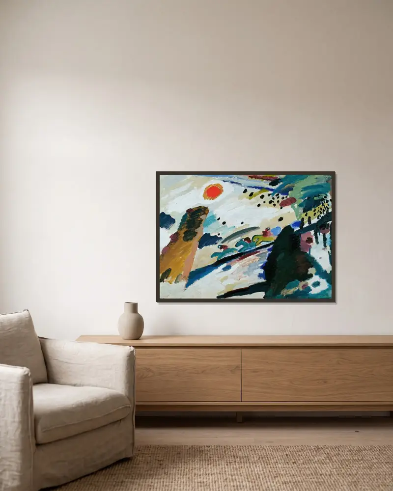 Romantická krajina, Wassily Kandinsky v rámu na stěně