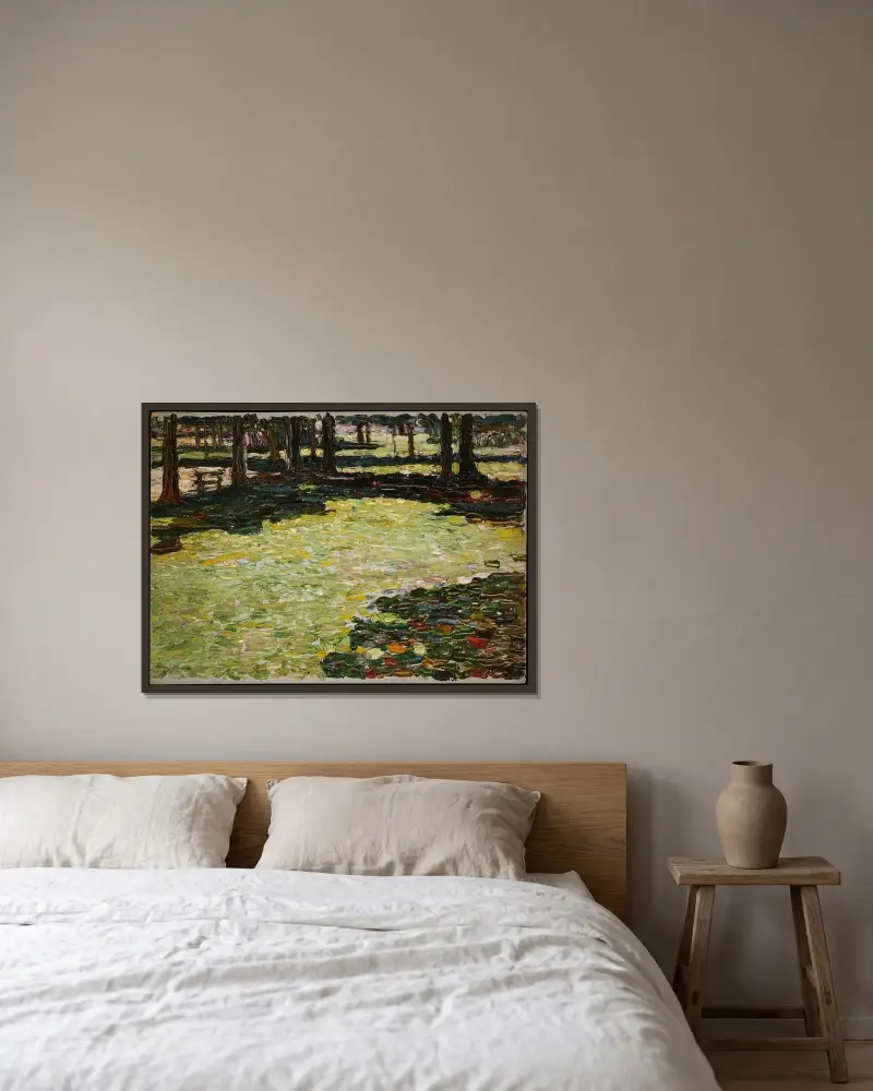 Park v Saint-Cloud, mýtina, Wassily Kandinsky v rámu na stěně