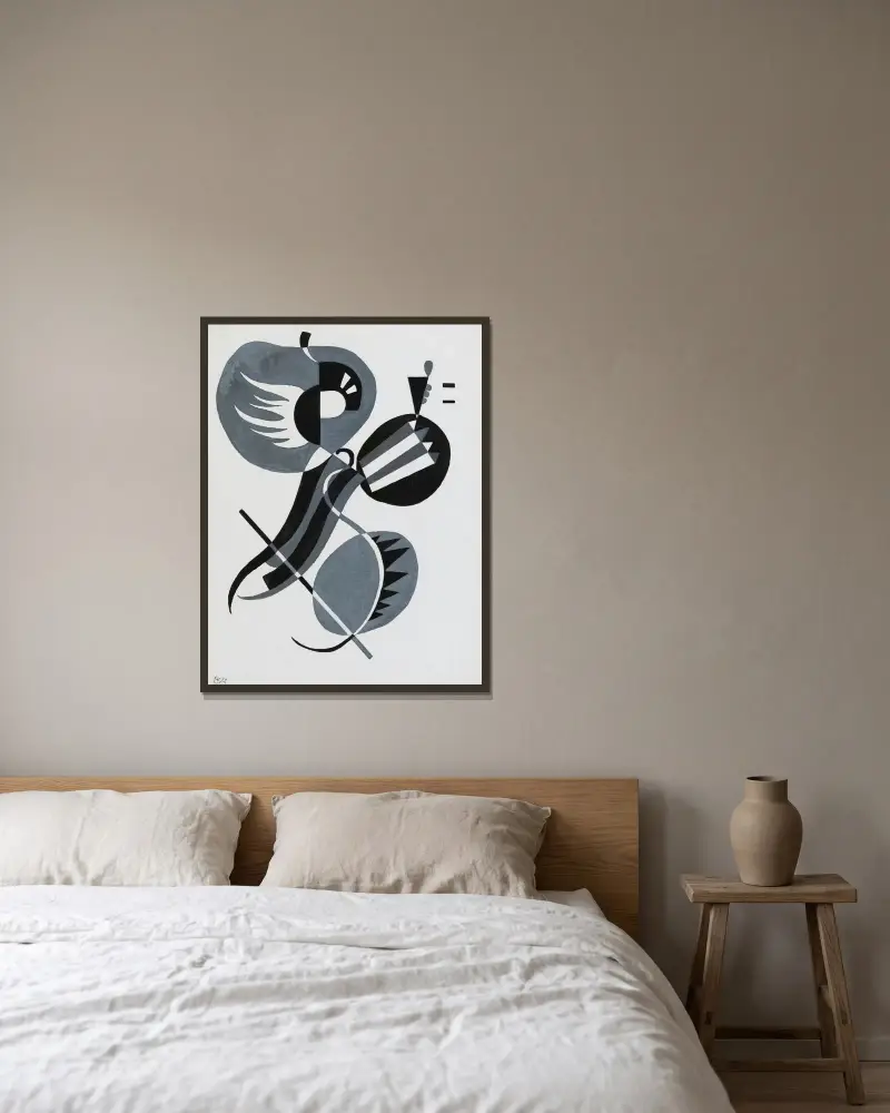Ohne Titel von Wassily Kandinsky gerahmt an einer Wand