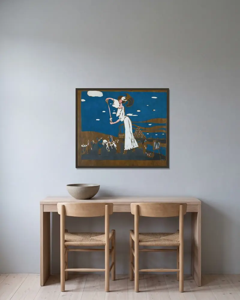 Sketch For A Poster For A French Brewery av Wassily Kandinsky inramad på en vägg
