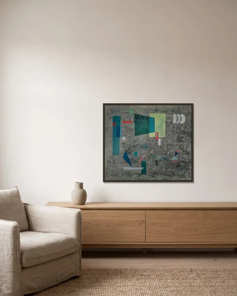 Pomalé vyjasnění, Wassily Kandinsky v rámu na stěně
