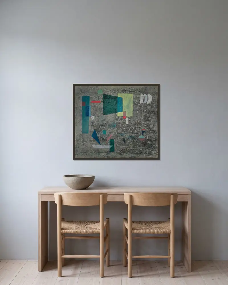 Pomalé vyjasnění, Wassily Kandinsky v rámu na stěně
