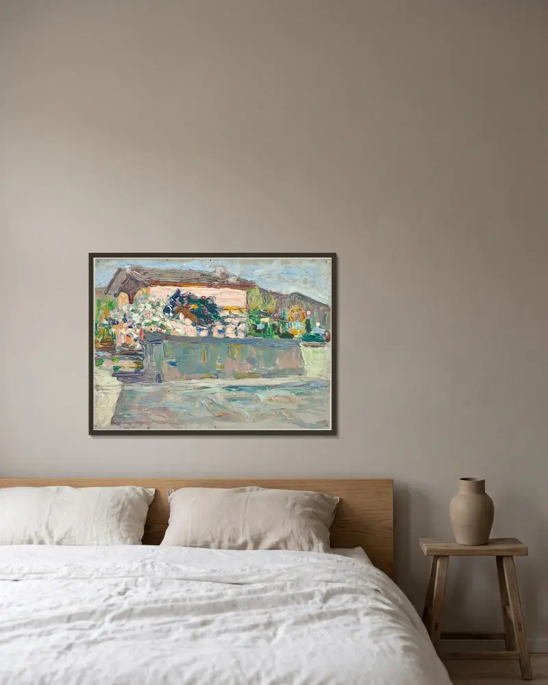 Frühling bei Augsburg von Wassily Kandinsky gerahmt an einer Wand