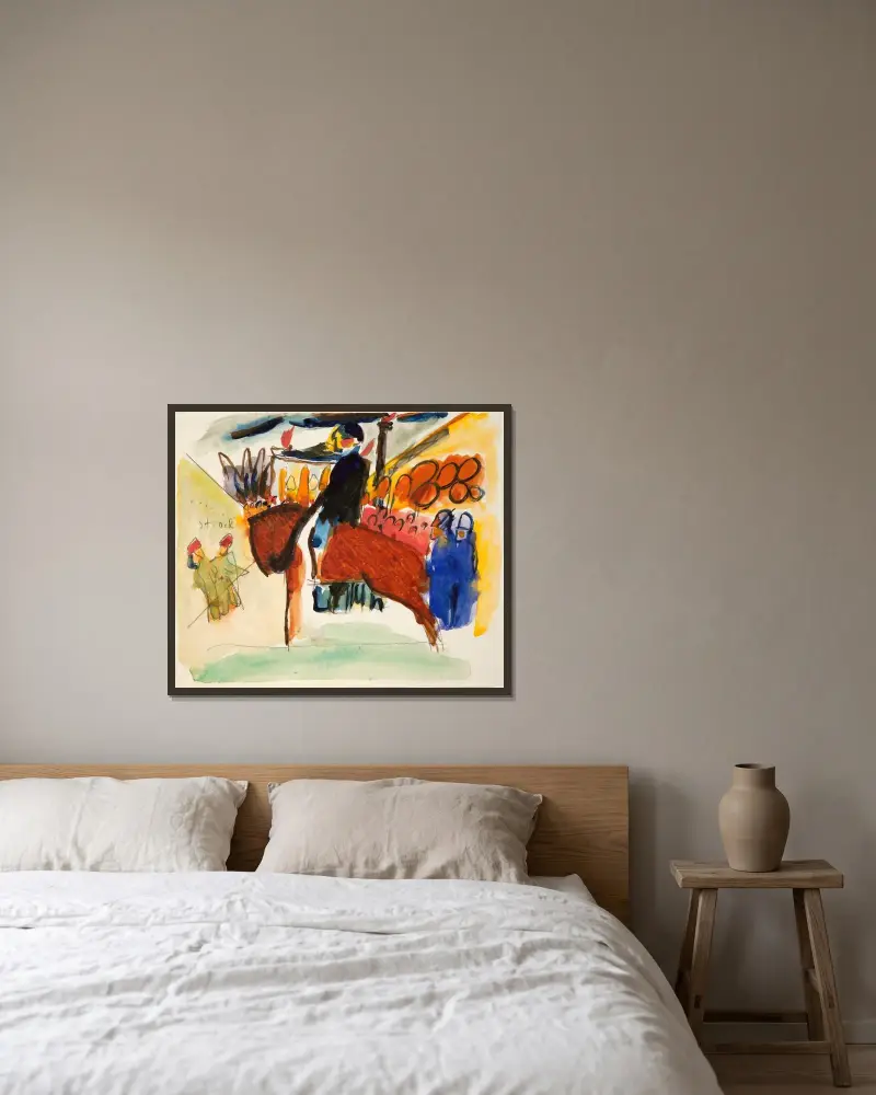 Studie k Impresi IV (Policista), Wassily Kandinsky v rámu na stěně
