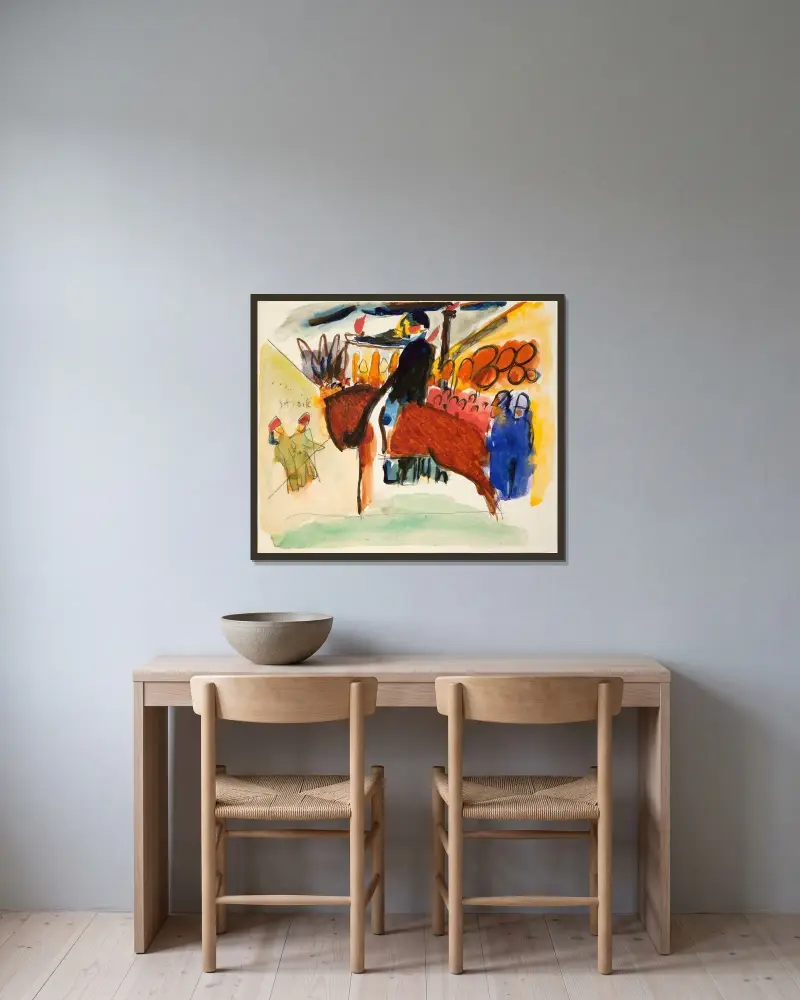 Studie k Impresi IV (Policista), Wassily Kandinsky v rámu na stěně