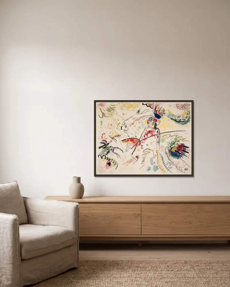 Studie zu Kleine Freuden von Wassily Kandinsky gerahmt an einer Wand