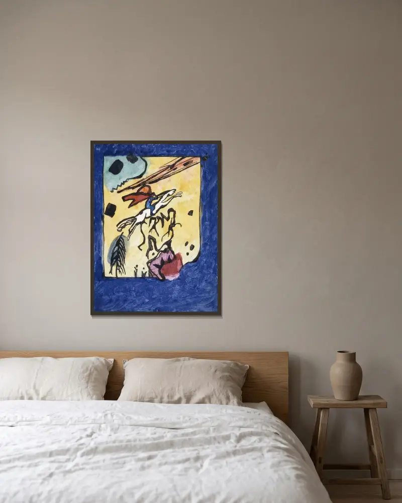 Study for the Cover of Der Blaue Reiter Almanach av Wassily Kandinsky inramad på en vägg