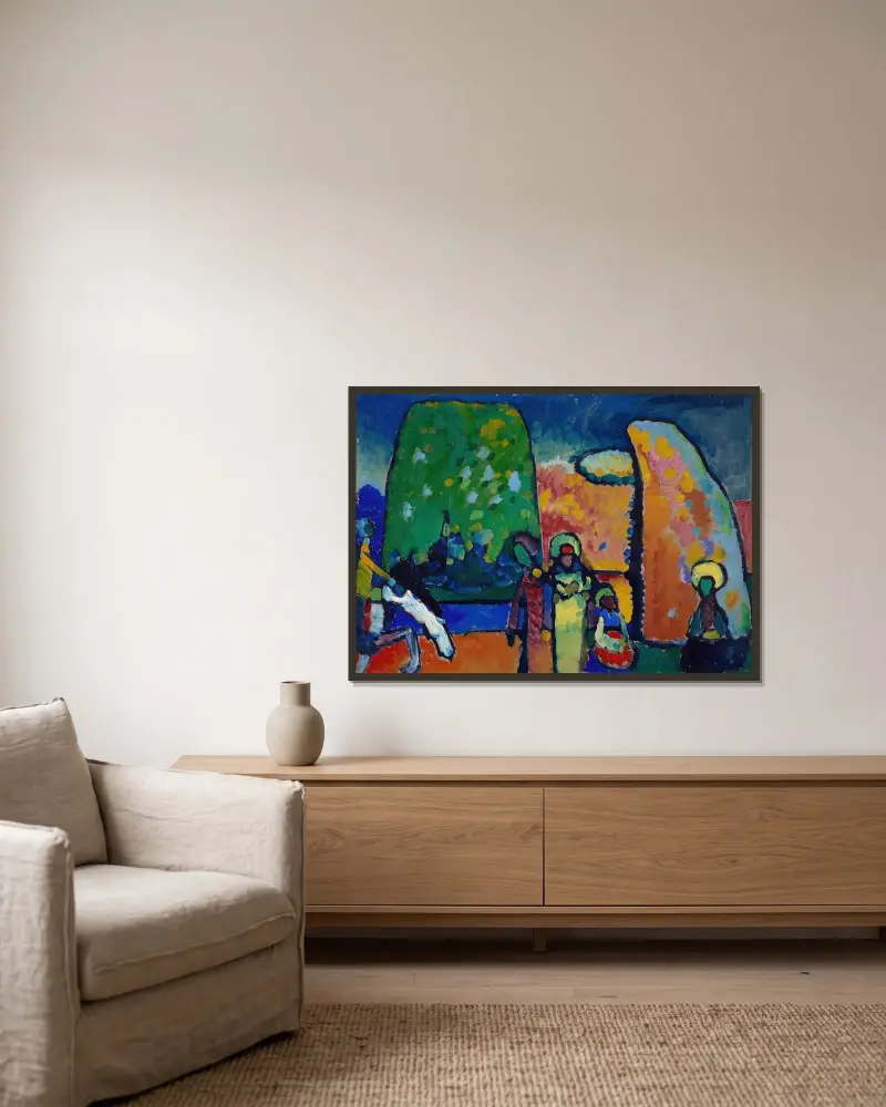 Studie k improvizaci č. 2 (Pohřební pochod), Wassily Kandinsky v rámu na stěně