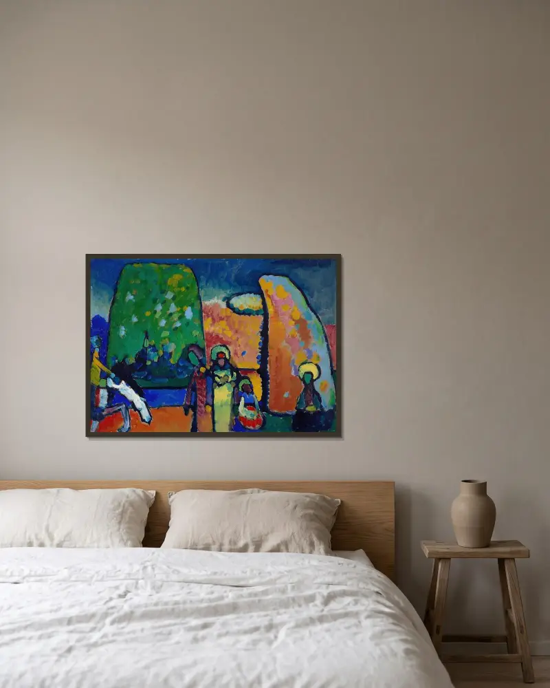 Studie k improvizaci č. 2 (Pohřební pochod), Wassily Kandinsky v rámu na stěně