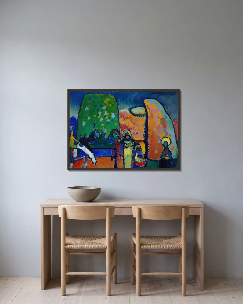 Studie k improvizaci č. 2 (Pohřební pochod), Wassily Kandinsky v rámu na stěně