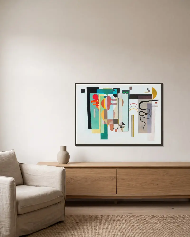 Two Green Points, Wassily Kandinsky v rámu na stěně