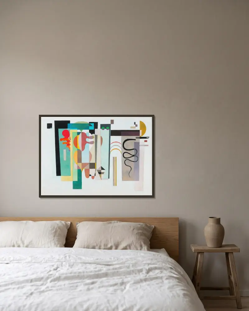 Two Green Points, Wassily Kandinsky v rámu na stěně