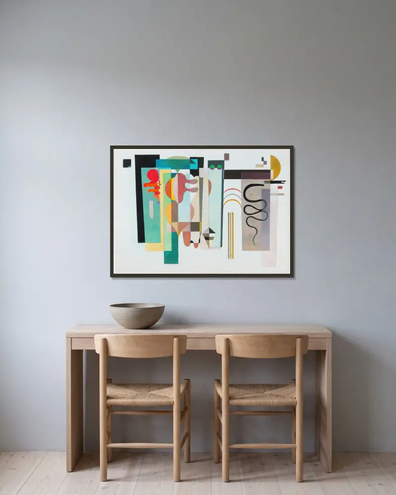 Two Green Points, Wassily Kandinsky v rámu na stěně