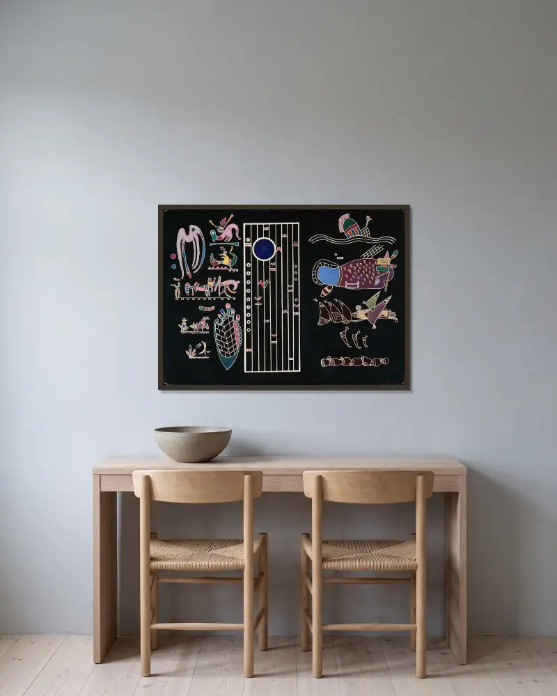 Unfinished Painting, 1944 – nr 2 av Wassily Kandinsky inramad på en vägg