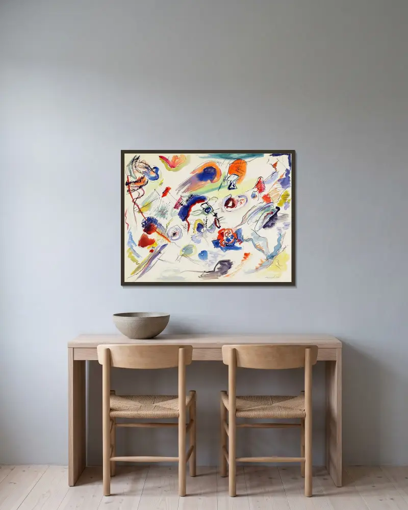 Ohne Titel, 1916 von Wassily Kandinsky gerahmt an einer Wand